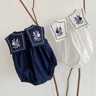 Navy Collar Embroidery  Bodysuit - RYAN AND REMI