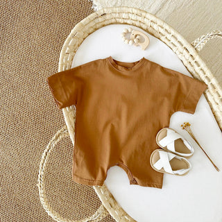 Casual Cotton Short Tee Jumpsuit