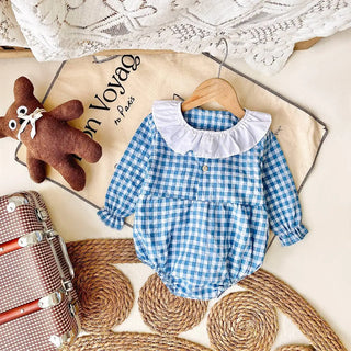 Round Collar Plaid Bodysuit - RYAN AND REMI