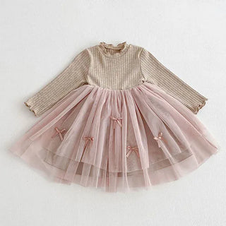 Long Sleeved Tulle Ribbon Dress