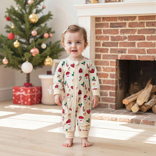 Christmas Print Zip Jumpsuit