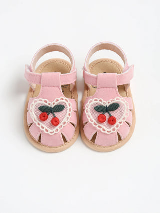 Baby girl sandals summer cherry cloth sole shoes newborn baby shoes first walking shoes - RYAN AND REMI