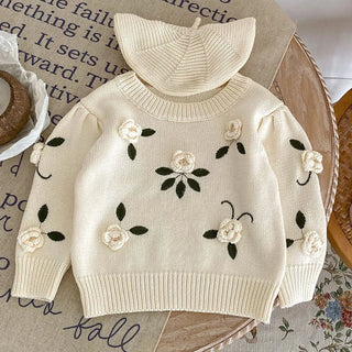 3D Embroidered Knitted Floral Sweater