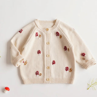 Mushroom  Knit Cardigan Sweater