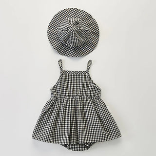 Sleeveless Plaid Dress Romper Set - RYAN AND REMI