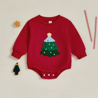 Plush Embroidered Christmas Tree Bodysuit