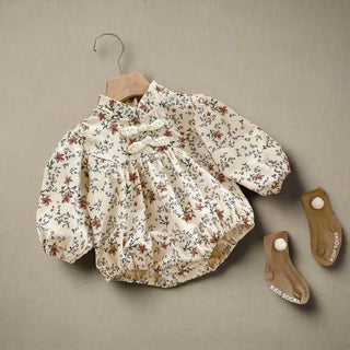 Mandarin Collar Floral Romper - RYAN AND REMI