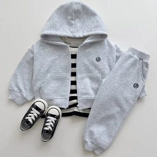 Zip Up Solid Hoodie Jogger Set - RYAN AND REMI