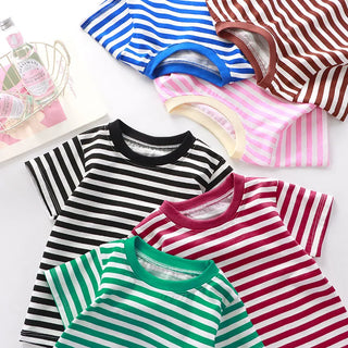 100% Cotton Striped T Shirt for Kids Boys Baby Red Shirt Boy Girls Wholesale Tops Base Shirts Korean Children's Clothes 2026 - RYAN AND REMI