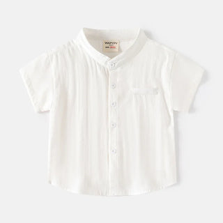 Basic White Shirts for Boys Clothes Summer 100Cotton Short Sleeve Kids Tops 2025 Toddler Boy Shirt Blue Children 2 to 8 Years - RYAN AND REMI