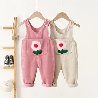 Corduroy Flower Overalls Jumpsuit