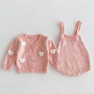 Heart Knit Cardigan Set - RYAN AND REMI