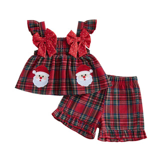 Christmas Plaid Shorts Set