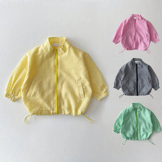 Checkered Lightweight Zip Up Jacket - RYAN AND REMI