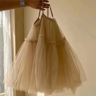 Layered Champagne Tulle Dress - RYAN AND REMI