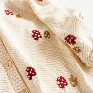 Mushroom  Knit Cardigan Sweater