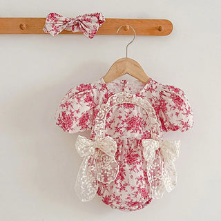Lace Detail Floral Romper - RYAN AND REMI