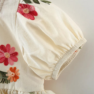 Embroidered Floral Cotton Dress - RYAN AND REMI