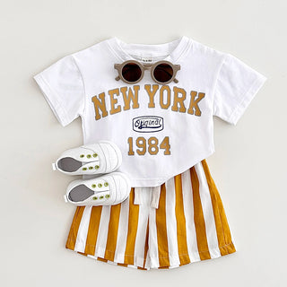 Summer New York Baby Boys Girls Clothing Set Short-Sleeved T-Shirt +Striped Shorts Newborn Baby Clothes Cotton 2Pcs Toddler 0-3Y - RYAN AND REMI