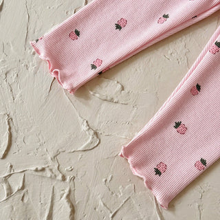 Toddler Boy Outfits Bow Collar Fruit Print Long Sleeve Sweatshirt Pink Pants Set Spring Fall Clothes Baby Girl Clothes - RYAN AND REMI