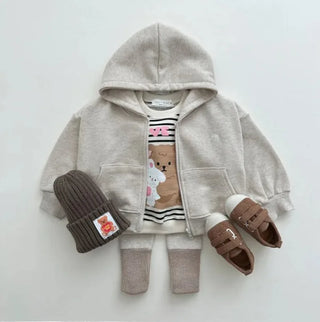 Zip Up Solid Hoodie Jogger Set - RYAN AND REMI