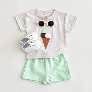 Infant Toddler Outfit Summer Newborn Baby Clothes Sets Baby Boys Girls Clothes Ice Cream Print T-shirt+Shorts Children Clothing - RYAN AND REMI