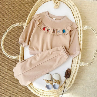 Embroidered Flounce Top Lounge Set - RYAN AND REMI