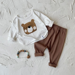 2025 Autumn New Children's Clothing, Bear Printed Top and Pants,Children Clothing 0-3Y - RYAN AND REMI