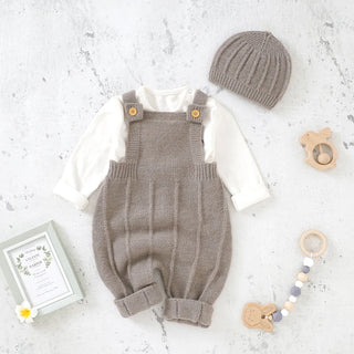 Knitted Newborn Jumpsuit w/Hat Set. 2Pcs - RYAN AND REMI