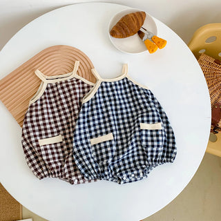 Newborn Plaid Sleeveless Romper - RYAN AND REMI