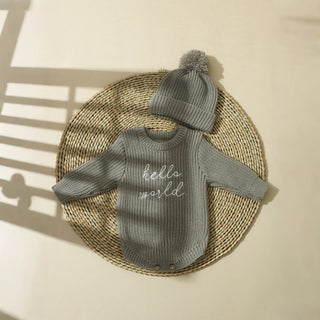 Newborn Hello World Knitted Bodysuit Set - RYAN AND REMI