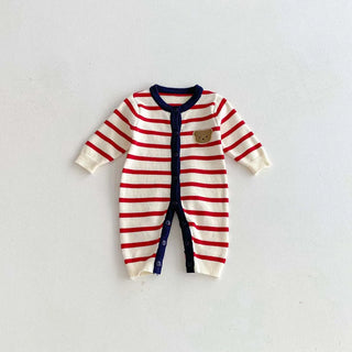 Knitted Striped Bear Jumpsuit