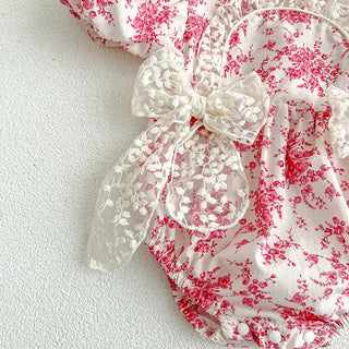 Lace Detail Floral Romper - RYAN AND REMI