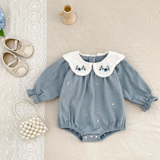 2025 New Toddler Baby Girls Romper Spring Children Clothes Ruffled Long Sleeved Cotton Baby Clothing Flower Baby Girls Jumpsuit - RYAN AND REMI