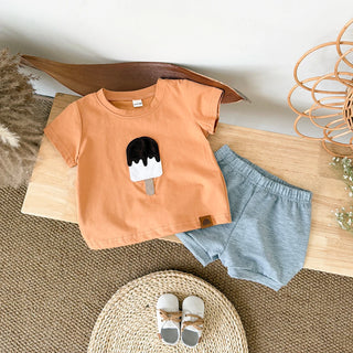 Baby 2Pcs Baby Clothes Ice cream Patchwork Hot Selling Casual T-Shirts+Shorts Boy Girl Infant Sets Toddler Summer Kids Clothes - RYAN AND REMI