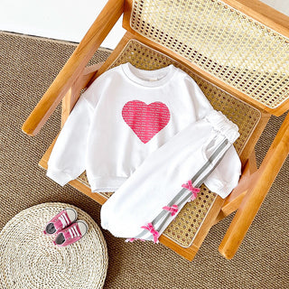 Baby Girl Clothes Toddler Sets Cotton Love Sweatshirt Long Sleeve Top+Bow Pants Spring Newborn Kids Clothing Infant Outfit Suits - RYAN AND REMI