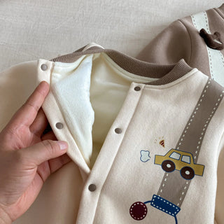 Fleece Cartoon Bear Jumpsuit