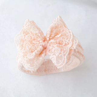Cute Lace Embroidery Bow Headband For Princess Baby Girls Solid Bow Elasticity Hair Band Luxury Headwear Gifts - RYAN AND REMI