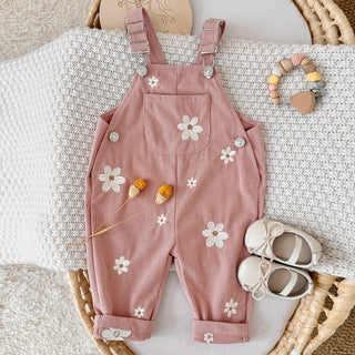 Corduroy Floral Dungaree Jumpsuit