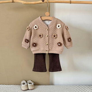 Flower Patch Cardigan Pants Set - RYAN AND REMI