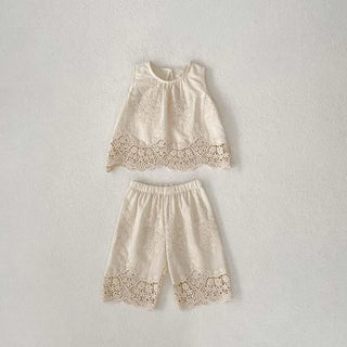 Lace Sleeveless Pants Set
