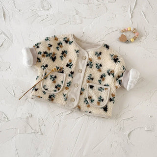 Plush Floral Coat Jacket