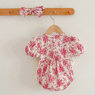 Lace Detail Floral Romper - RYAN AND REMI