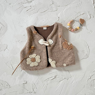 Plush Flower Embroidered Vest - RYAN AND REMI