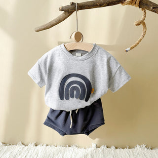 Rainbow Patchwork T-shirt Shorts Set