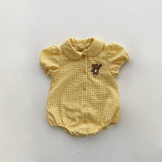 Puff Sleeve Embroidery One Piece Girl Bodysuit - RYAN AND REMI