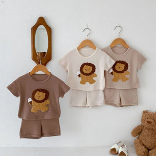 Lion Waffle Shorts Set - RYAN AND REMI