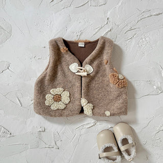 Plush Flower Embroidered Vest - RYAN AND REMI