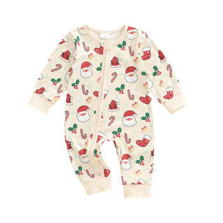 Christmas Print Zip Jumpsuit