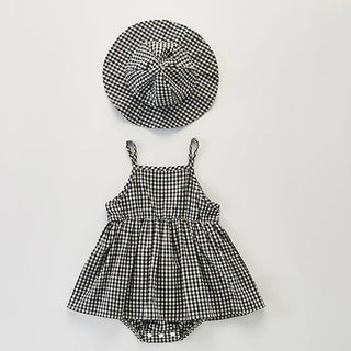 Sleeveless Plaid Dress Romper Set - RYAN AND REMI